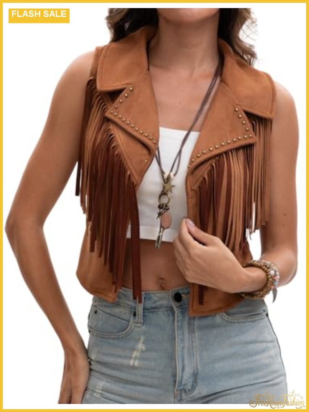 Faux Suede Fringe Vest Western Cowgirl Concert S ML